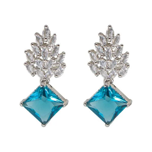 City_Girl_Brass_Rhodium_Plated_Radiant_Crest_Cz_Earrings_Cyan