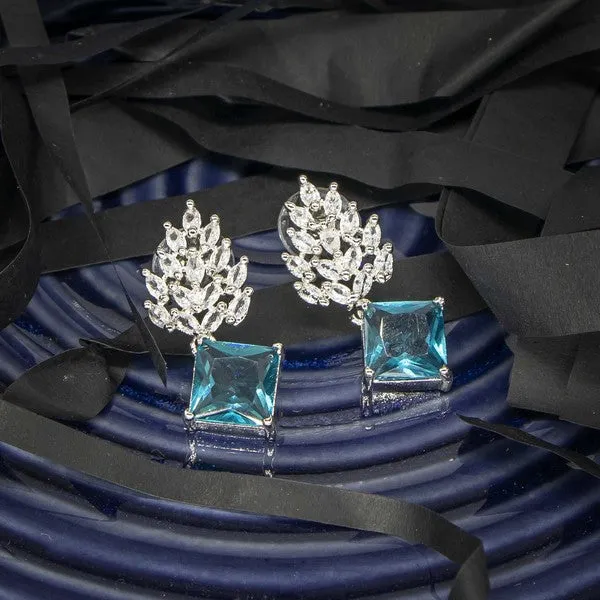 City_Girl_Brass_Rhodium_Plated_Radiant_Crest_Cz_Earrings_Cyan