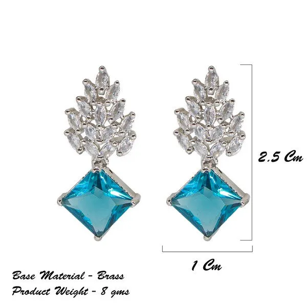 City_Girl_Brass_Rhodium_Plated_Radiant_Crest_Cz_Earrings_Cyan