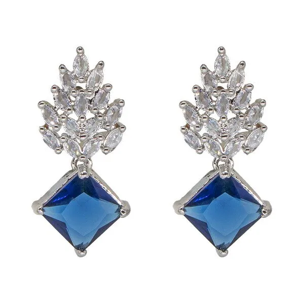 City_Girl_Brass_Rhodium_Plated_Radiant_Crest_Cz_Earrings_Navy