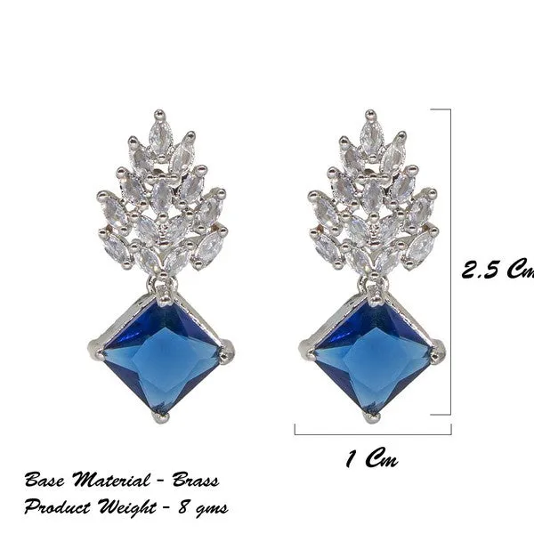 City_Girl_Brass_Rhodium_Plated_Radiant_Crest_Cz_Earrings_Navy