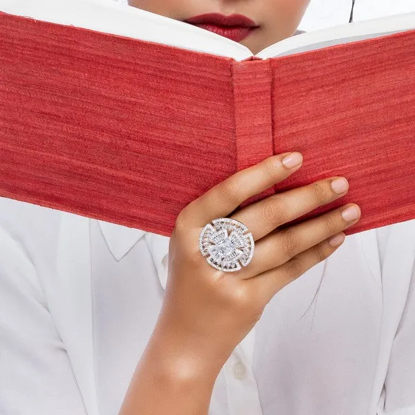 City_Girl_Brass_Rhodium_Plated_Cz_Cocktail_Circle_Ring_Free_Size_Clear_Stone_Default_Title