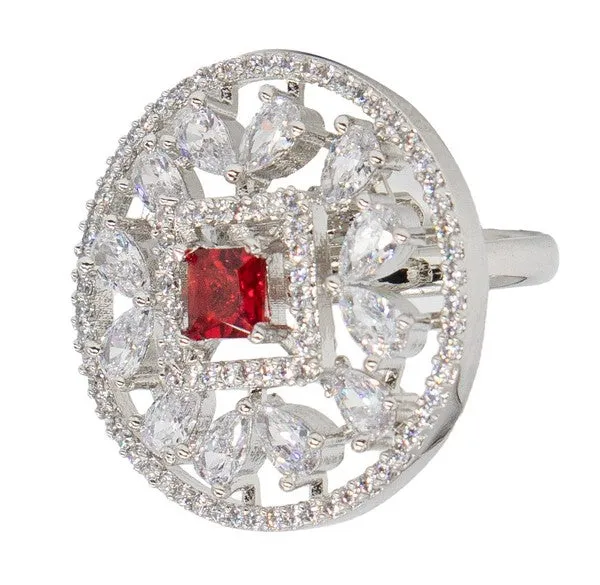City_Girl_Brass_Rhodium_Plated_Cz_Sapphire_Glow_Cocktail_Ring_Red_Default_Title