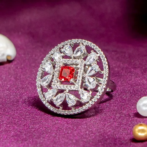 City_Girl_Brass_Rhodium_Plated_Cz_Sapphire_Glow_Cocktail_Ring_Red_Default_Title