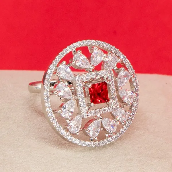 City_Girl_Brass_Rhodium_Plated_Cz_Sapphire_Glow_Cocktail_Ring_Red_Default_Title
