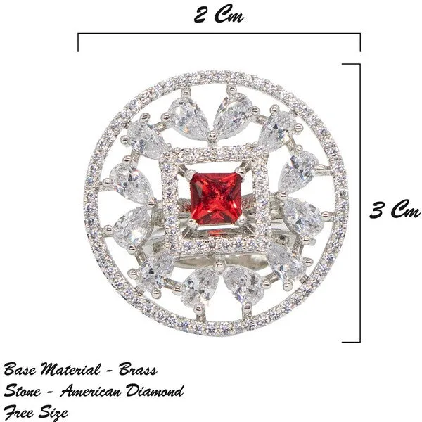 City_Girl_Brass_Rhodium_Plated_Cz_Sapphire_Glow_Cocktail_Ring_Red_Default_Title