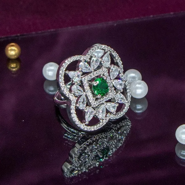 City_Girl_Brass_Green_Cz_Stone_Studded_Rhodium_Plated_Cocktail_Finge_Ring_Free_Size_Default_Title