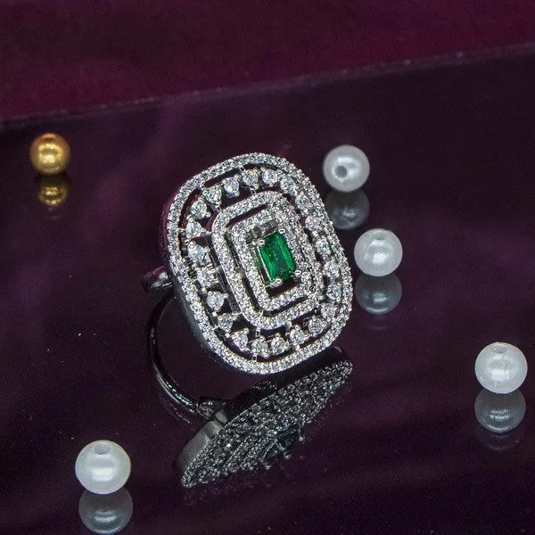 City_Girl_Brass_Green_Cz_Stone_Studded_Rhodium_Plated_Cocktail_Finge_Ring_Free_Size_Default_Title