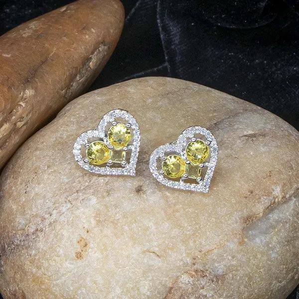 City_Girl_Brass_Rhodium_Plated_Eternal_Love_Cz_Studs_Yellow