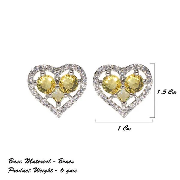 City_Girl_Brass_Rhodium_Plated_Eternal_Love_Cz_Studs_Yellow