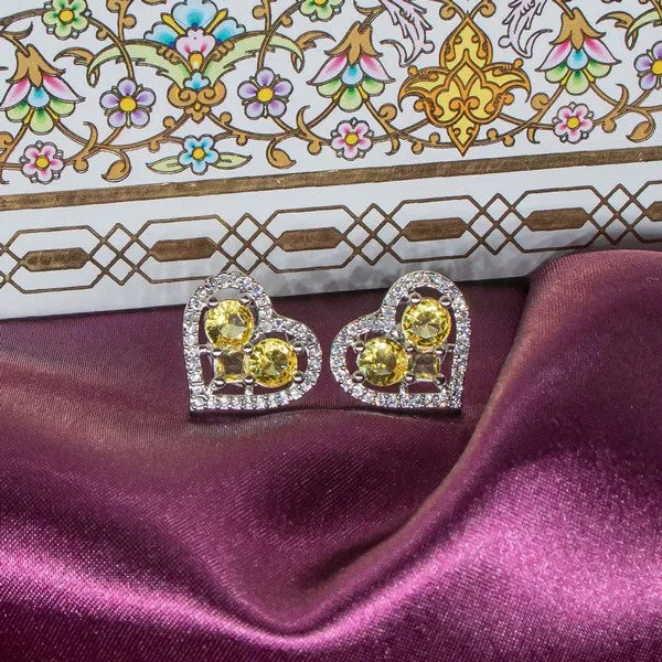 City_Girl_Brass_Rhodium_Plated_Eternal_Love_Cz_Studs_Yellow
