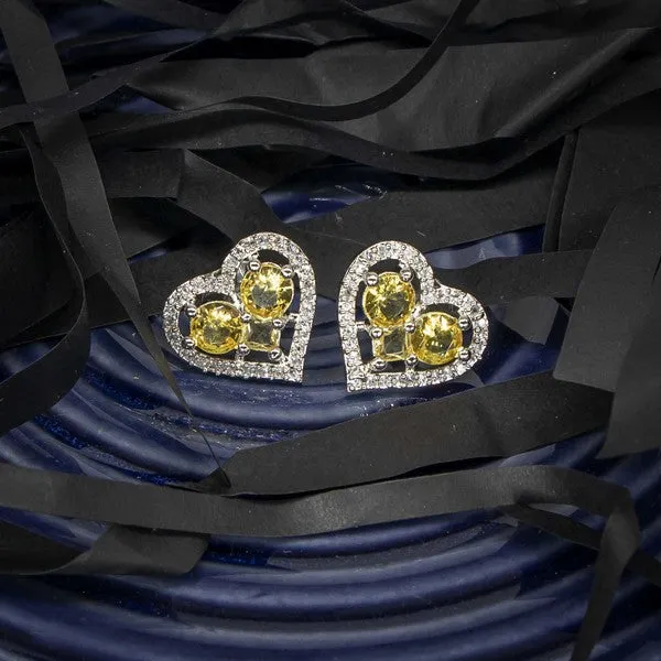 City_Girl_Brass_Rhodium_Plated_Eternal_Love_Cz_Studs_Yellow