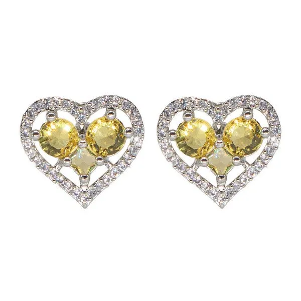 City_Girl_Brass_Rhodium_Plated_Eternal_Love_Cz_Studs_Yellow