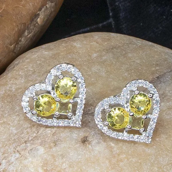 City_Girl_Brass_Rhodium_Plated_Eternal_Love_Cz_Studs_Yellow