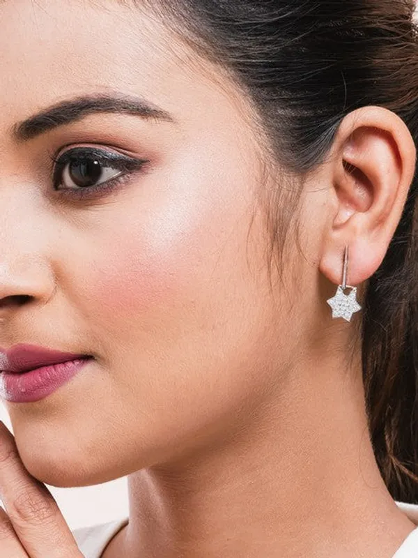 American_Diamond_Rhodium_Plated_Star_Earrings_With_Hydro_Cz_Stone_Silver