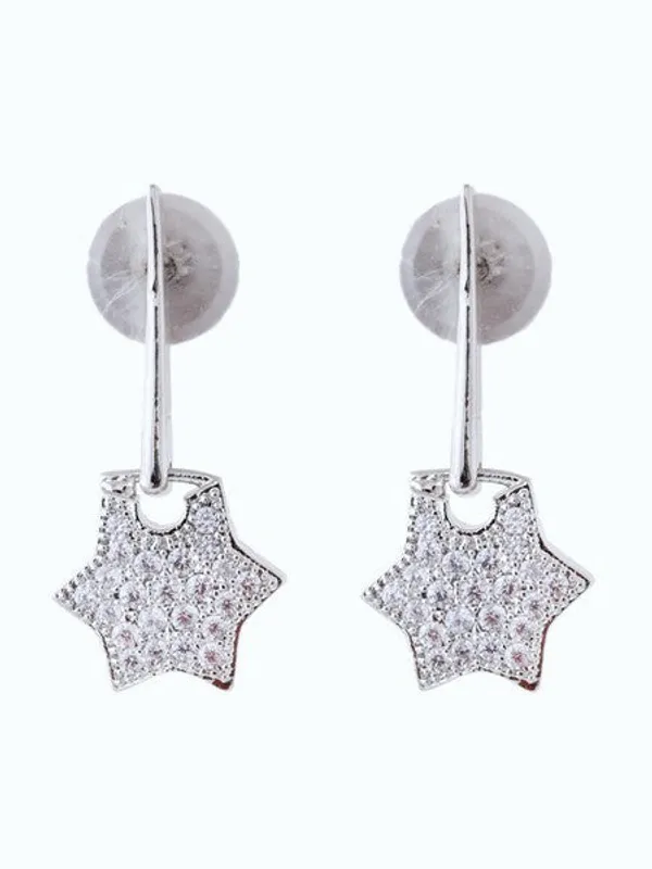 American_Diamond_Rhodium_Plated_Star_Earrings_With_Hydro_Cz_Stone_Silver