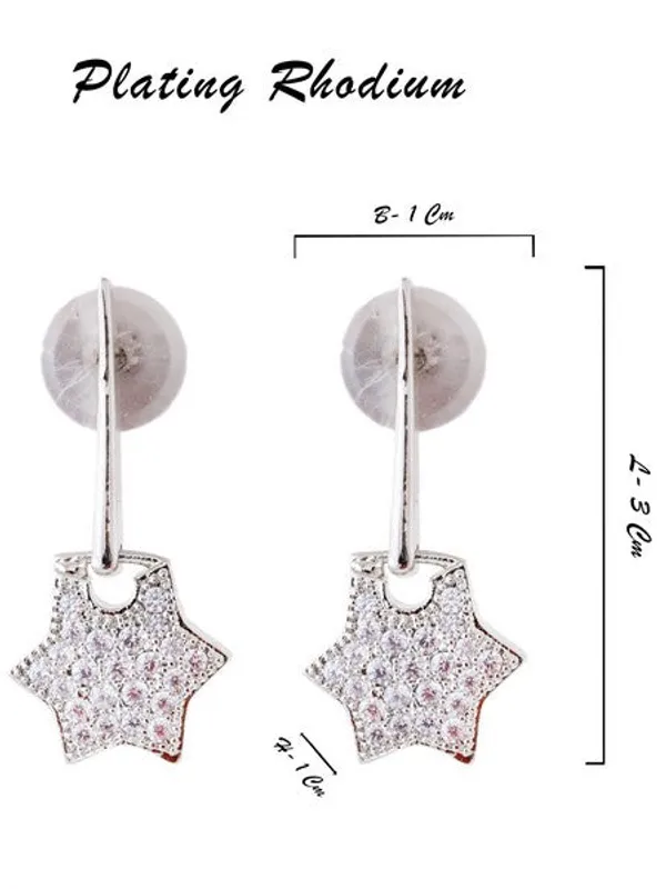 American_Diamond_Rhodium_Plated_Star_Earrings_With_Hydro_Cz_Stone_Silver