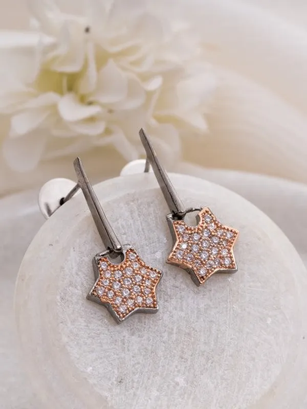 American_Diamond_Rhodium_Plated_Star_Earrings_With_Hydro_Cz_Stone_Rose_Gold