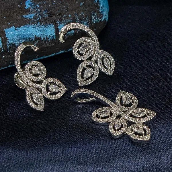 City_Girl_Ad_Brass_Gold_Plated_Elegant_Bloom_Pendant_Set_Silver