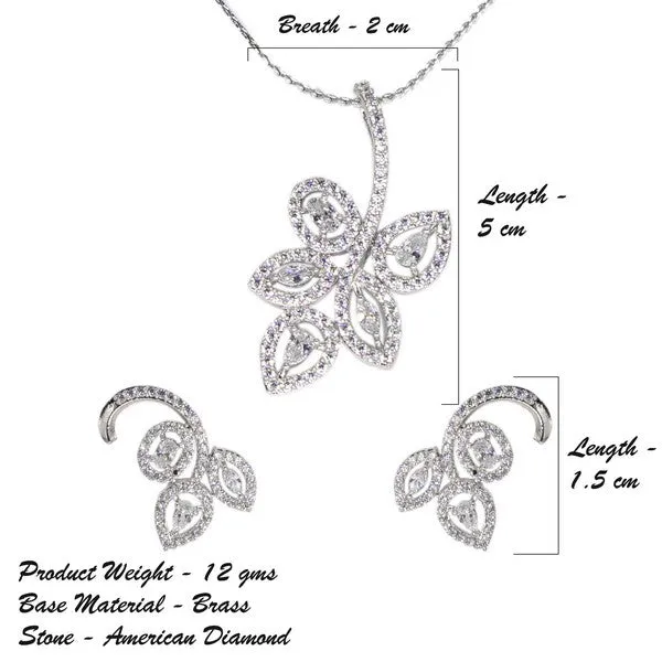 City_Girl_Ad_Brass_Gold_Plated_Elegant_Bloom_Pendant_Set_Silver