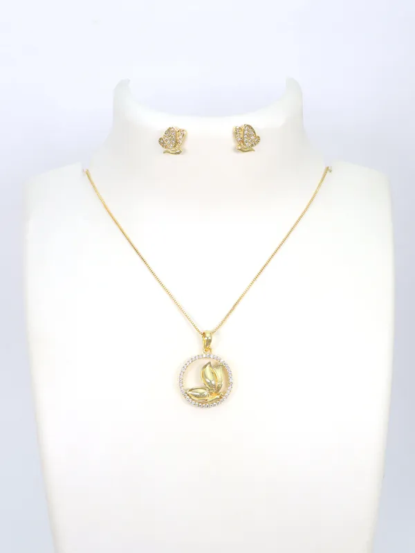 City_Girl_Cubic_Zirconia_24ct_Gold_Plated_Copper_Minimalist_Butterfly_Pendant_Set_Set_With_Mathcing_Earrings_For_Women_And_Girls_Ad_Lk_Set_002