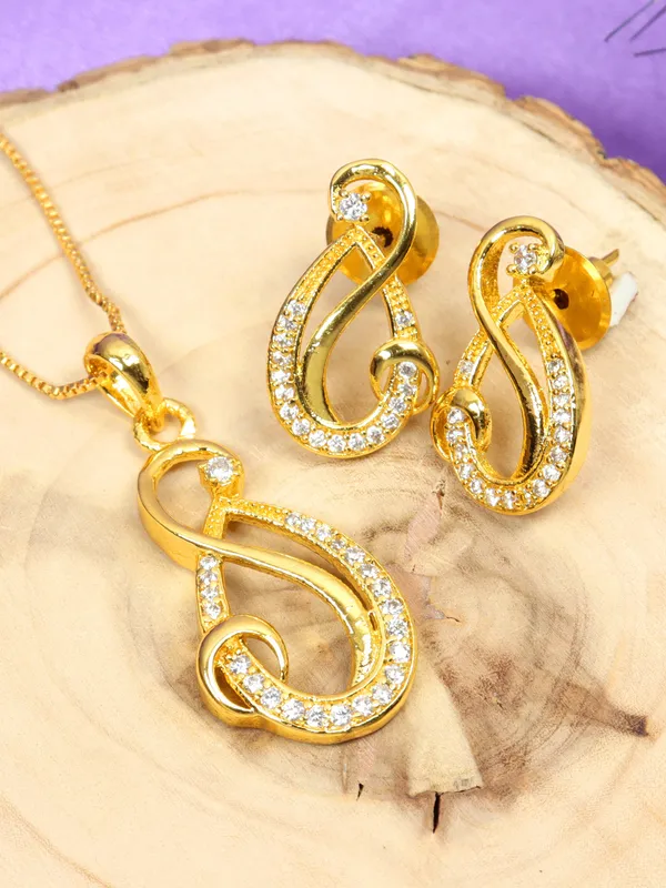 City_Girl_Cubic_Zirconia_24ct_Gold_Plated_Copper_Minimalist_Musical_Note_Pendant_Set_With_Mathcing_Earrings_For_Women_And_Girls_Ad_Lk_Set_004