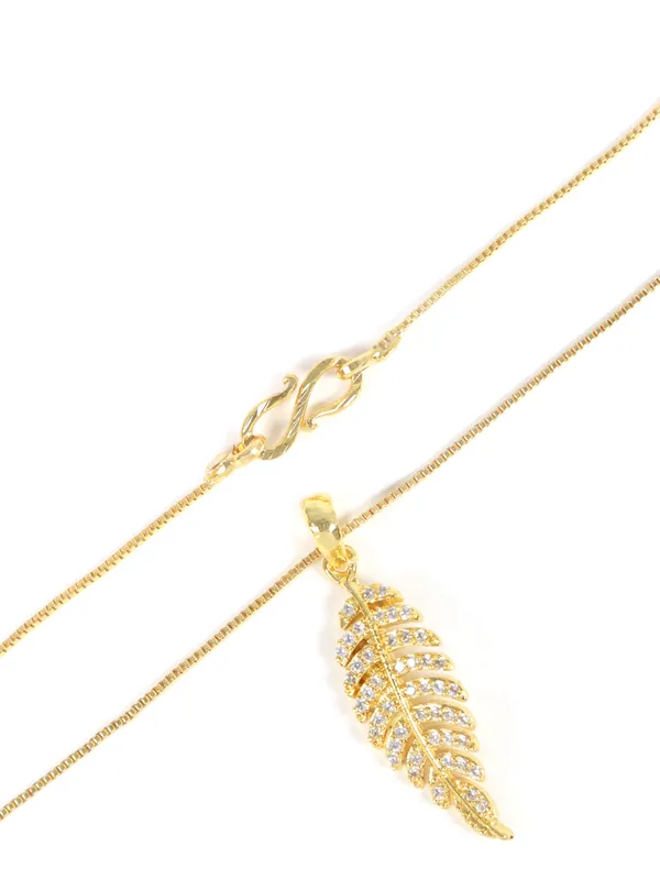 City_Girl_Cubic_Zirconia_24ct_Gold_Plated_Copper_Minimalist_Leaf_Pendant_Set_With_Mathcing_Earrings_For_Women_And_Girls_Ad_Lk_Set_005