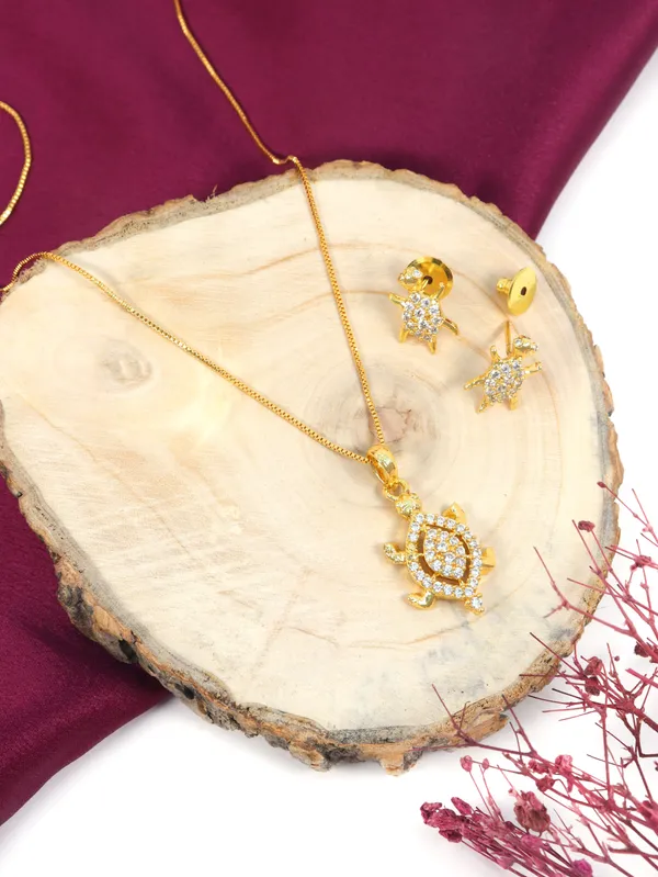 City_Girl_Cubic_Zirconia_24ct_Gold_Plated_Copper_Minimalist_Turtle_Pendant_Set_With_Mathcing_Earrings_For_Women_And_Girls_Ad_Lk_Set_008