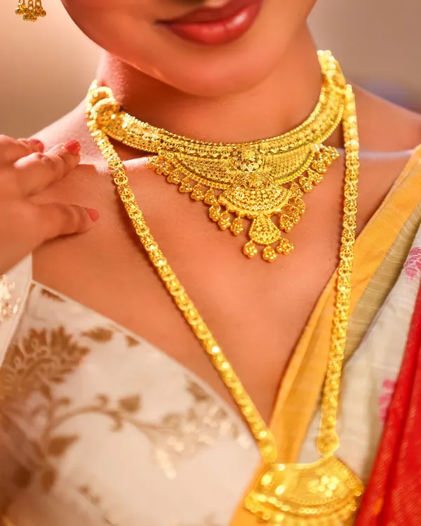 City_Girl_24k_Gold_Plated_Traditional_Necklace_Set_With_Matching_Earrings_Antique_Bridal_Choker_Jewellery_Set_For_Women_Girls