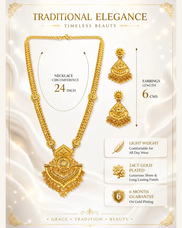 City_Girl_24k_Gold_Plated_Traditional_Necklace_Set_With_Matching_Earrings_Antique_Bridal_Choker_Jewellery_Set_For_Women_Girls