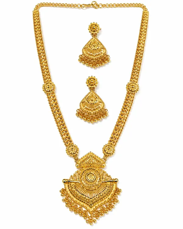 City_Girl_24k_Gold_Plated_Traditional_Necklace_Set_With_Matching_Earrings_Antique_Bridal_Choker_Jewellery_Set_For_Women_Girls