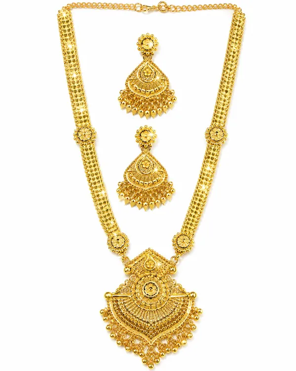 City_Girl_24k_Gold_Plated_Traditional_Necklace_Set_With_Matching_Earrings_Antique_Bridal_Choker_Jewellery_Set_For_Women_Girls