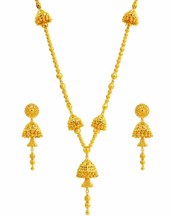City_Girl_24k_Gold_Plated_Traditional_Necklace_Set_With_Matching_Earrings_Antique_Bridal_Choker_Jewellery_Set_For_Women_Girls