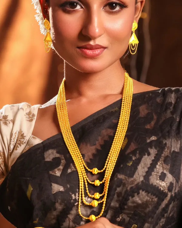 24ct_Gold_Plated_Long_Layered_Haram_Necklace_Set_For_Women_Copper_Base_Traditional_Jewellery_30_Inch_Necklace_With_Matching_Earrings_3_Cm_Ethnic_Wedding_Festive_Wear_Gold