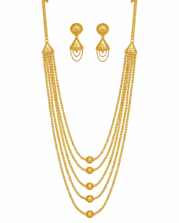 24ct_Gold_Plated_Long_Layered_Haram_Necklace_Set_For_Women_Copper_Base_Traditional_Jewellery_30_Inch_Necklace_With_Matching_Earrings_3_Cm_Ethnic_Wedding_Festive_Wear_Gold