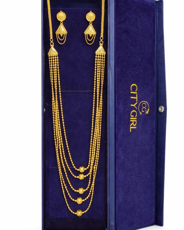 24ct_Gold_Plated_Long_Layered_Haram_Necklace_Set_For_Women_Copper_Base_Traditional_Jewellery_30_Inch_Necklace_With_Matching_Earrings_3_Cm_Ethnic_Wedding_Festive_Wear_Gold