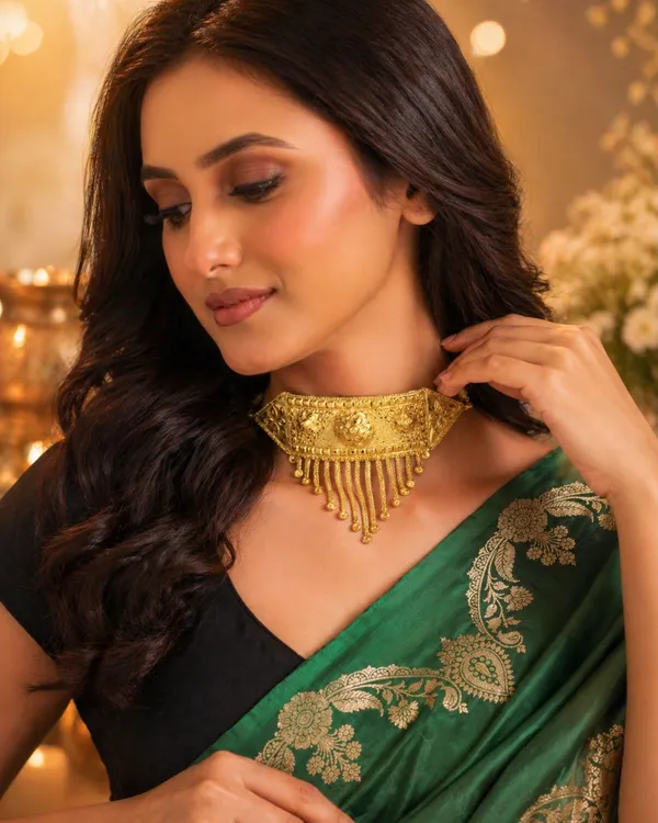 City_Girl_24ct_Gold_Plated_Temple_Choker_Necklace_15_Cm_Traditional_Statement_Jewellery_With_Adjustable_Dori_Bridal_Festive_Wear_Gold