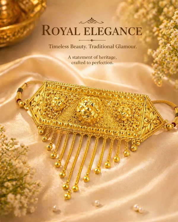 City_Girl_24ct_Gold_Plated_Temple_Choker_Necklace_15_Cm_Traditional_Statement_Jewellery_With_Adjustable_Dori_Bridal_Festive_Wear_Gold