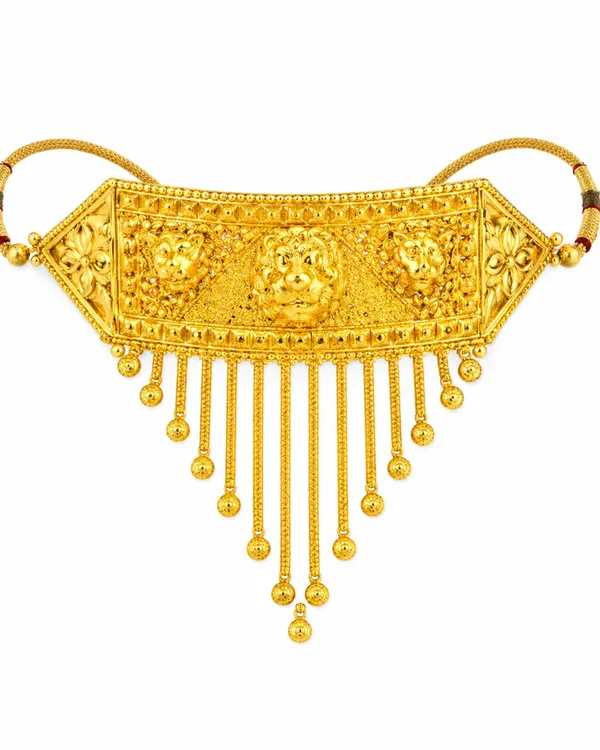 City_Girl_24ct_Gold_Plated_Temple_Choker_Necklace_15_Cm_Traditional_Statement_Jewellery_With_Adjustable_Dori_Bridal_Festive_Wear_Gold