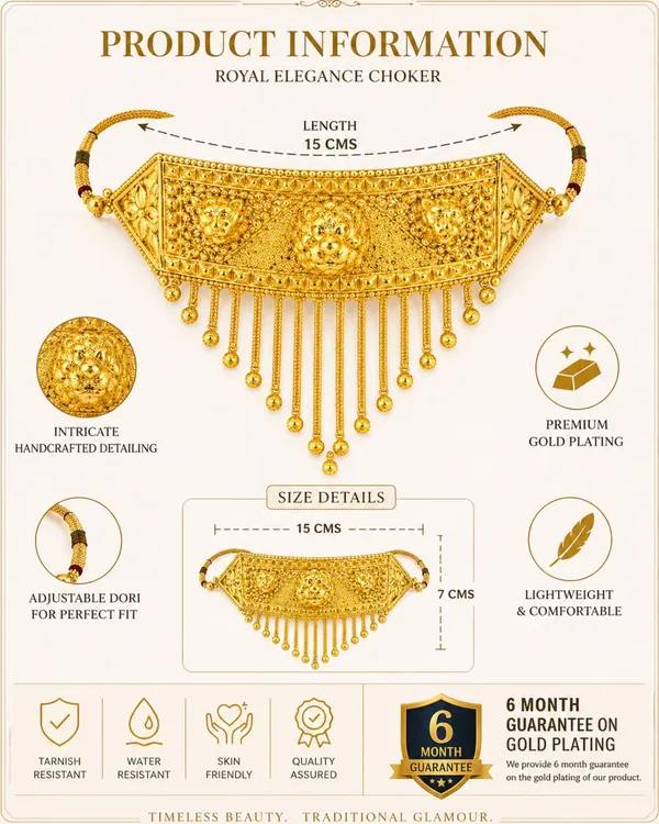 City_Girl_24ct_Gold_Plated_Temple_Choker_Necklace_15_Cm_Traditional_Statement_Jewellery_With_Adjustable_Dori_Bridal_Festive_Wear_Gold