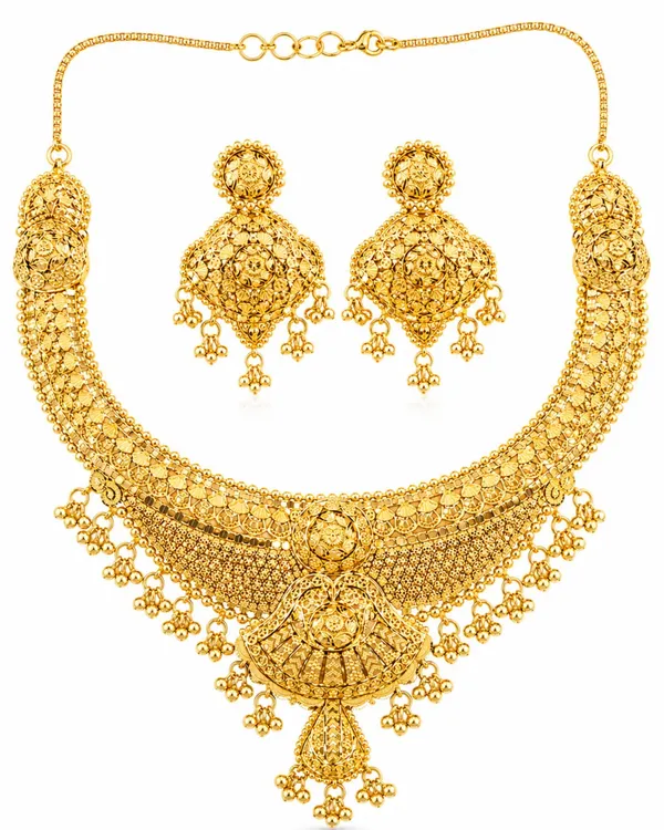 City_Girl_Gold_Plated_Choker_Necklace_Set_With_Earrings_For_Women_Traditional_Bridal_Jewellery_Set_18_Inch_Necklace_5_Cm_Earrings_6_Months_Plating_Guarantee_Gold