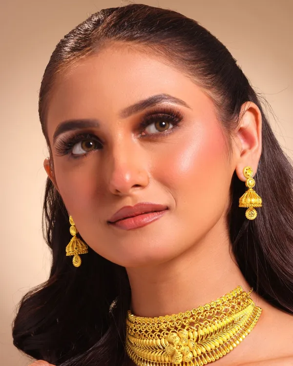 City_Girl_Traditional_Gold_Plated_Bridal_Necklace_Set_With_Jhumka_Earrings_18_Inch_Choker_Necklace_5_Cm_Drop_Earrings_Ethnic_Wedding_Jewellery_Set_For_Women_Gold