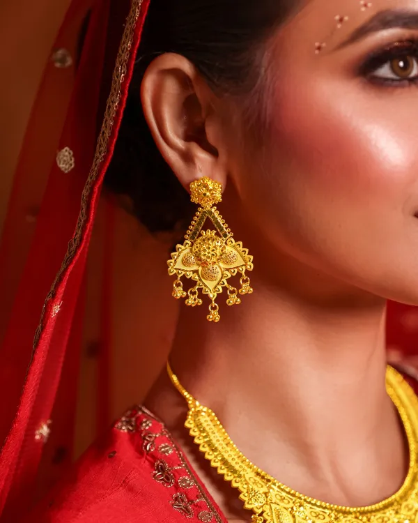 City_Girl_24k_Gold_Plated_Traditional_Necklace_Set_With_Matching_Earrings_Antique_Bridal_Choker_Jewellery_Set_For_Women_Girls_Gold