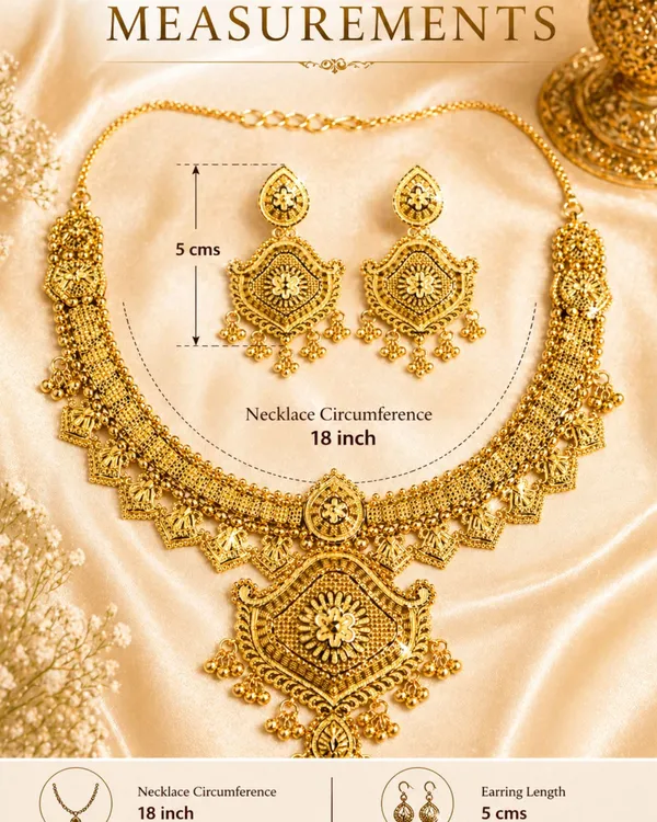 City_Girl_24k_Gold_Plated_Traditional_Necklace_Set_With_Matching_Earrings_Antique_Bridal_Choker_Jewellery_Set_For_Women_Girls_Gold