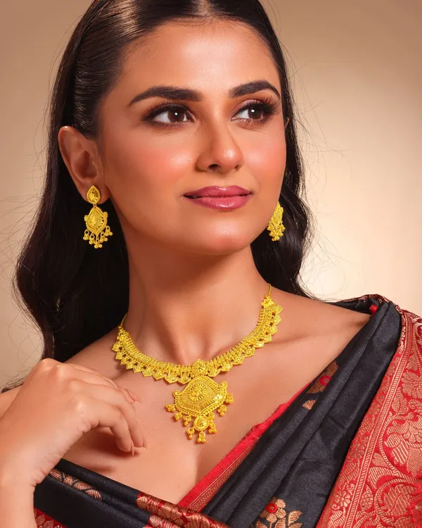 City_Girl_24k_Gold_Plated_Traditional_Necklace_Set_With_Matching_Earrings_Antique_Bridal_Choker_Jewellery_Set_For_Women_Girls_Gold