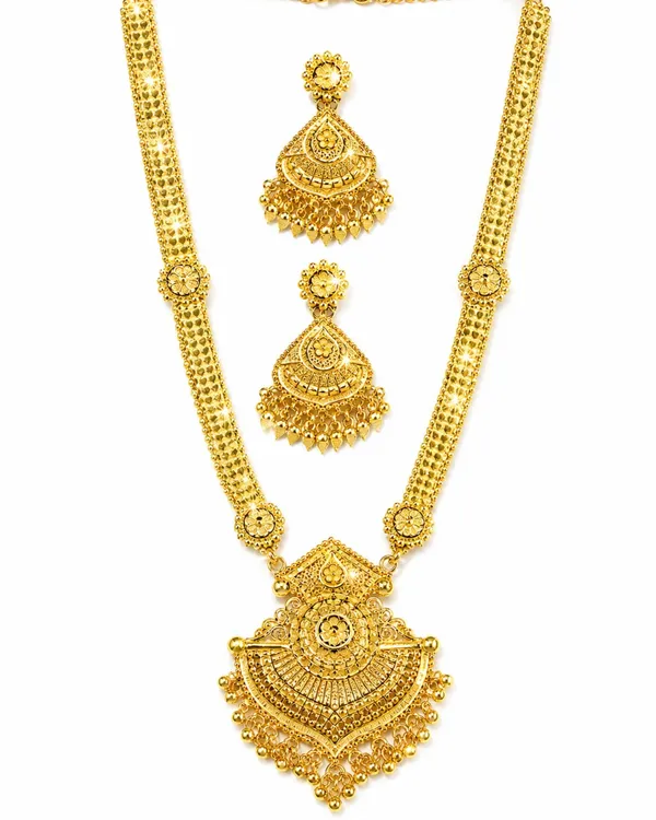 City_Girl_24k_Gold_Plated_Traditional_Necklace_Set_With_Matching_Earrings_Antique_Bridal_Choker_Jewellery_Set_For_Women_Girls_Gold