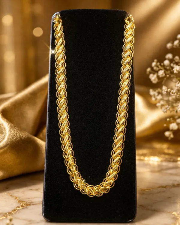 City_Girl_24ct_Gold_Plated_Copper_Chain_Necklace_For_Women_And_Men_Premium_Designer_Braided_Lotus_Chain_Party_Daily_Wear_Gold