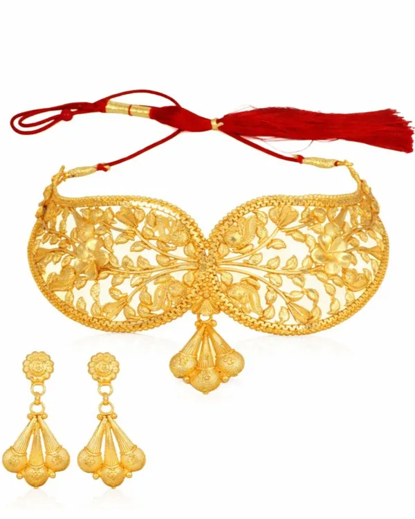 City_Girl_Choker_Necklace_Set_Earrings_Gold