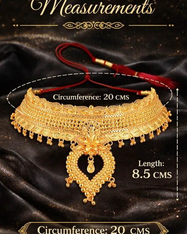 City_Girl_Gold_Plated_Copper_Choker_Necklace_Set_For_Women_Gold