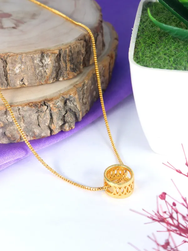 City_Girl_18_Ct_Gold_Micro_Plated_Chain_With_Circular_Ring_Pendant_For_Girls_18_Inch_Minimal_Necklace_Lightweight_Elegant_Daily_Wear_18_Ct_Finish_Copper_Base_Metal_Minimalist_Everyday_Wear_Gold_Necklace_Default_Title